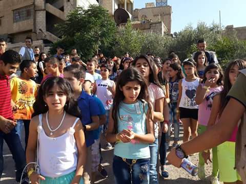 Jafra Relief Organization Carries out Entertainment Activities to the Displaced Children in Qudsea Town 