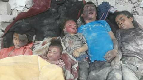 15 bodies of Palestinian refugees found under the rubble in Yarmouk camp, including six victims of Al-Nabulsi family