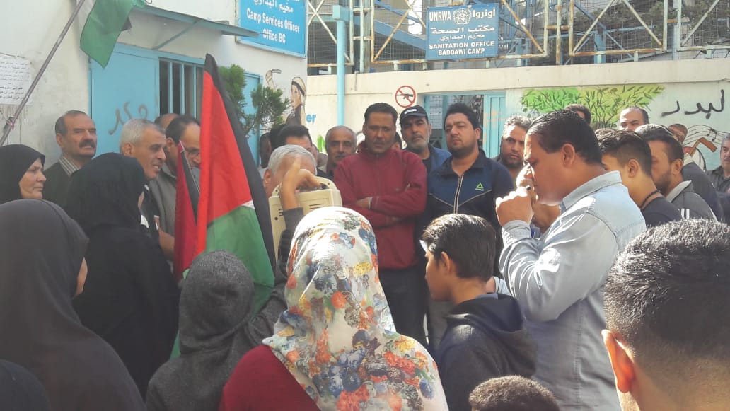 Palestinians from Syria Rally outside of UNRWA Office in Lebanon