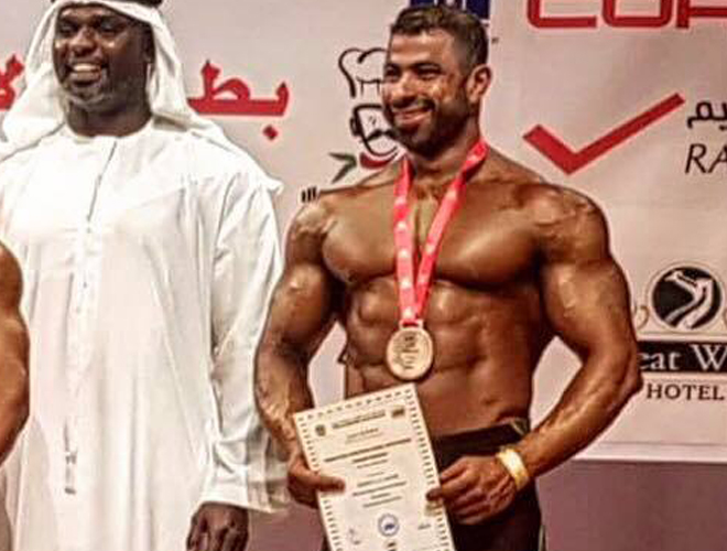Palestinian Refugee from Syria Wins 3rd Place in U.A.E Bodybuilding Contest 
