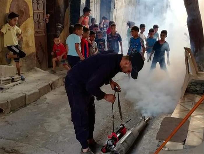 Insecticide Sprayed in Jaramana Camp for Palestinian Refugees 