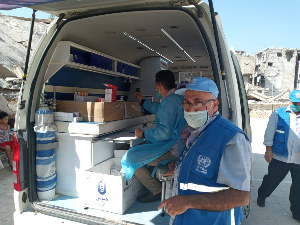 UNRWA’s Mobile Clinic for Yarmouk Camp Operative