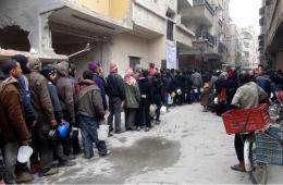 Distributing some Aids in the Yarmouk and its Residents Demand to Return.
