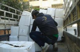 Nour Association for Relief and Development, and Jafra Foundation Continue Entering Food Aid to the Residents of Yarmouk