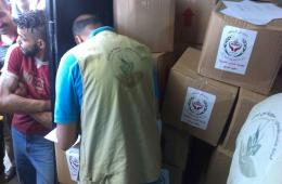 The Committee of the Palestinians of Syria in Lebanon Distribute Food Aid in Al Beddawi Camp