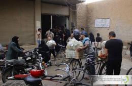 Jafra continues to distribute relief aid to families displaced from Yarmouk camp
