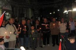 A sit-in and lighten candles in Beddawi camp in solidarity with Yarmouk and in support of Jerusalem’s victory