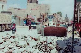 Continuous work to remove the rubble of the buildings in Sabinah camp