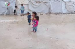 Palestinian Refugee Tents North of Syria Flooded by Violent Rain Torrents